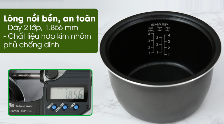 Nồi cơm điện tử Sharp KS-COM08V-SL 0.72 lít - Lòng nồi cơm điện bằng chất liệu hợp kim nhôm phủ chống dính 2 lớp Nồi cơm điện tử Sharp KS-COM08V-SL 0.72 lít - Lòng nồi cơm điện bằng chất liệu hợp kim nhôm phủ chống dính 2 lớp