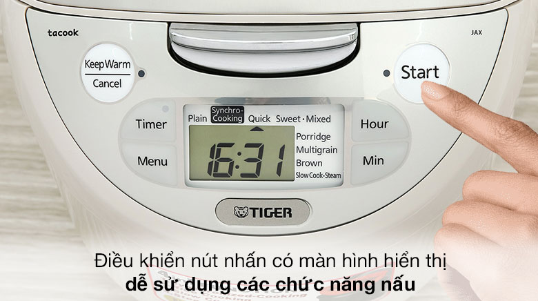 Điều khiển nút nhấn - Nồi cơm điện tử Tiger 1.8 lít JAX-S18W Điều khiển nút nhấn - Nồi cơm điện tử Tiger 1.8 lít JAX-S18W