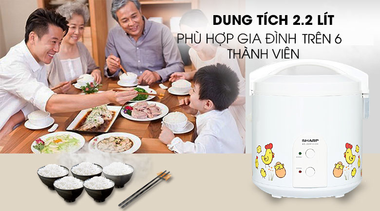 Nồi cơm nắp gài Sharp 2.2 lít KS-223TJV-CH