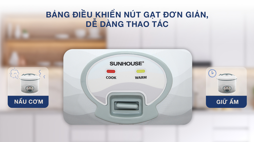 Nồi cơm nắp gài Sunhouse 1.8 lít SHD8602 - Bảng điều khiển