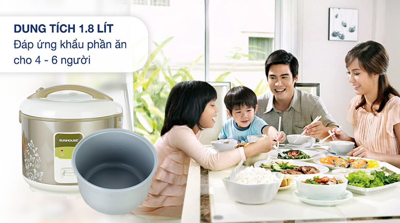 Nồi cơm điện Sunhouse 1.8 lít SHD 8616 - Dung tích