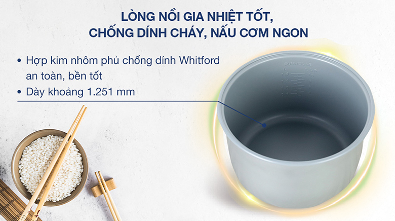 Nồi cơm điện Sunhouse 1.8 lít SHD 8616 - Lòng nồi