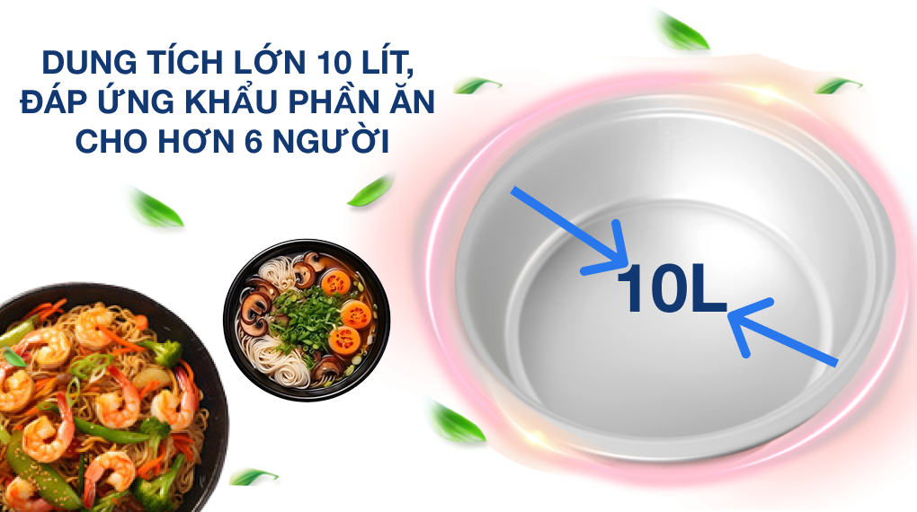 Nồi cơm nắp rời Sharp 10 lít KSH-D1010V - Dung tích Nồi cơm nắp rời Sharp 10 lít KSH-D1010V