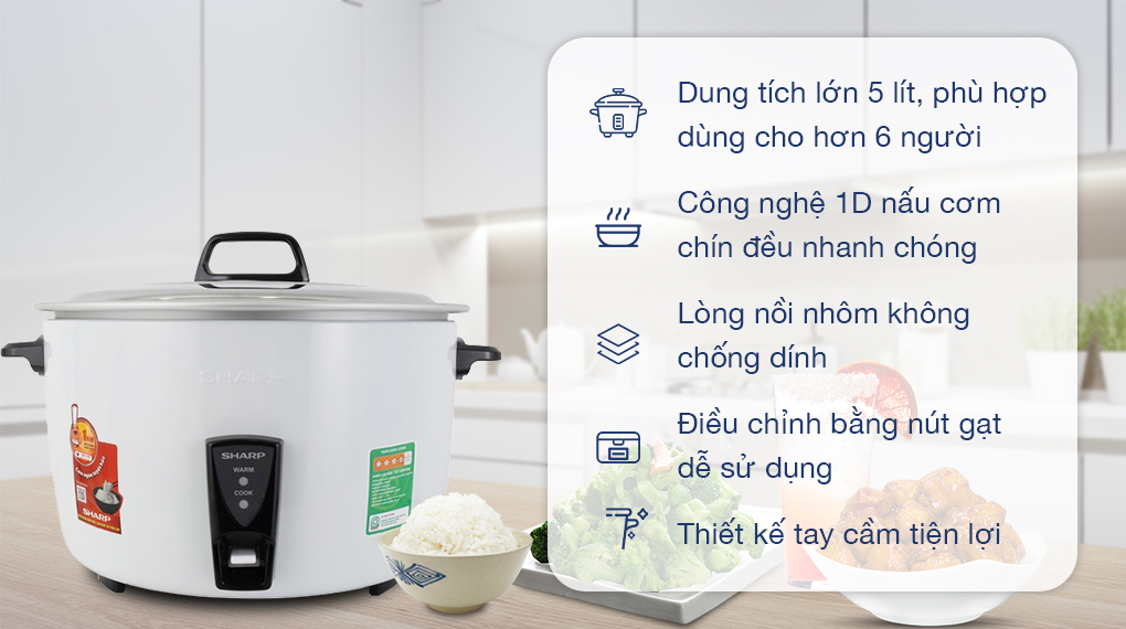 Nồi cơm nắp rời Sharp 5 lít KSH-D55V - Tổng quan