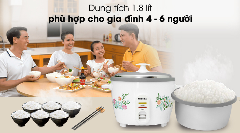 Nồi cơm nắp rời Toshiba 1.8 lít RC-18MH1PV(F)