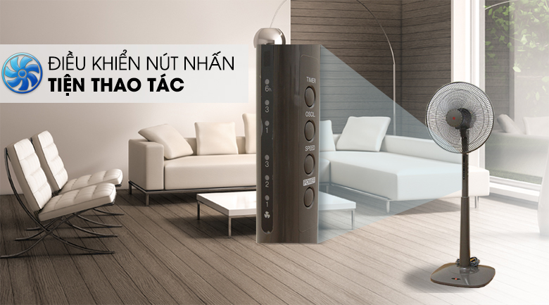 Quạt đứng KDK M40K Xám GY - Điều chỉnh nút nhấn với 3 cấp độ chỉnh