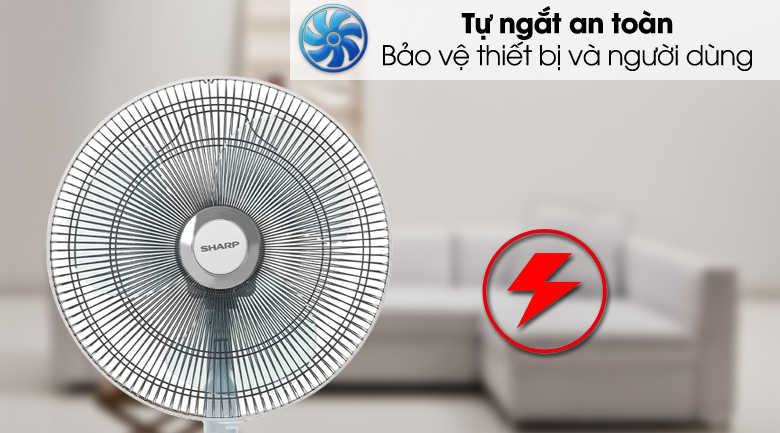 Tự ngắt an toàn - Quạt lửng Sharp PJ-L40RV-WH Tự ngắt an toàn - Quạt lửng Sharp PJ-L40RV-WH