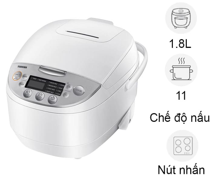 Nồi cơm điện tử Toshiba 1.8 lít RC-18DH2PV(W)