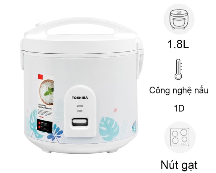 Nồi cơm nắp gài Toshiba 1.8 lít RC-18JH2PV(B)
