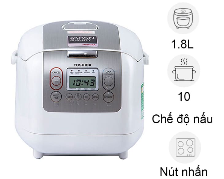 Nồi cơm điện Toshiba 1.8 lít RC-18NTFV(W)