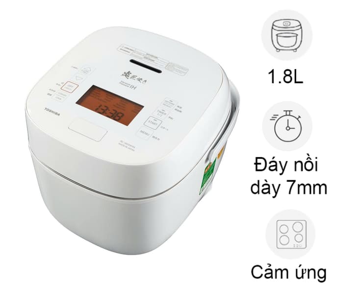 Nồi cơm cao tần Toshiba 1.8 lít RC-18VXWVN(W)