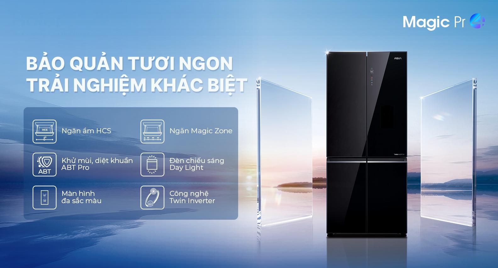 Tủ lạnh Aqua Inverter 529 lít AQR-M600XA(GB)