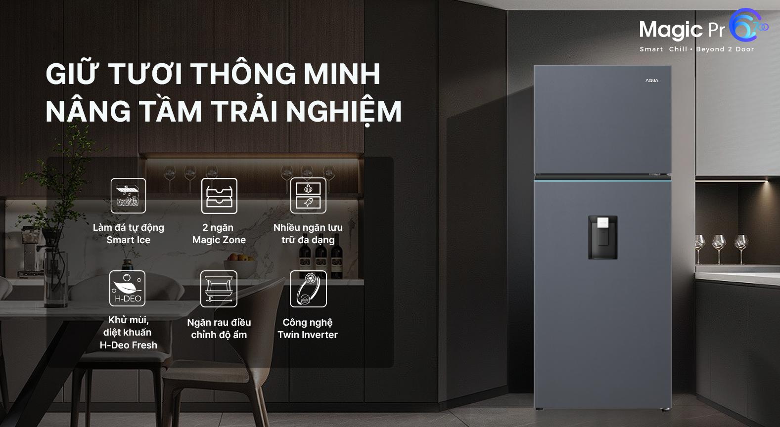 Tủ lạnh Aqua Inverter 455 lít AQR-TA518FA(WSL)