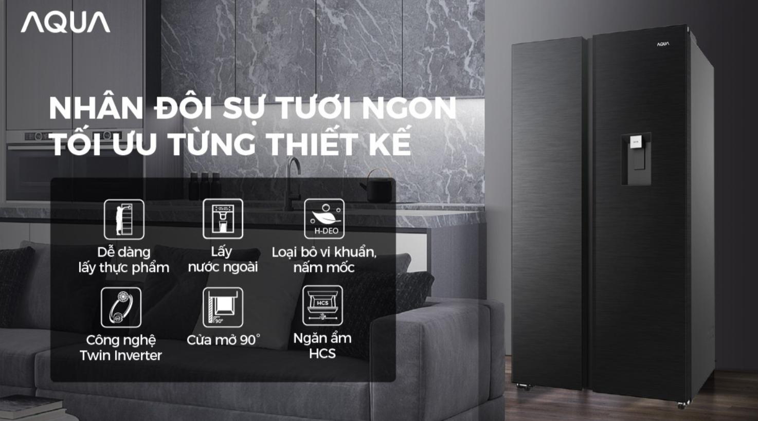 Tủ lạnh Aqua Inverter 646 lít AQR-S682XA(WFS)