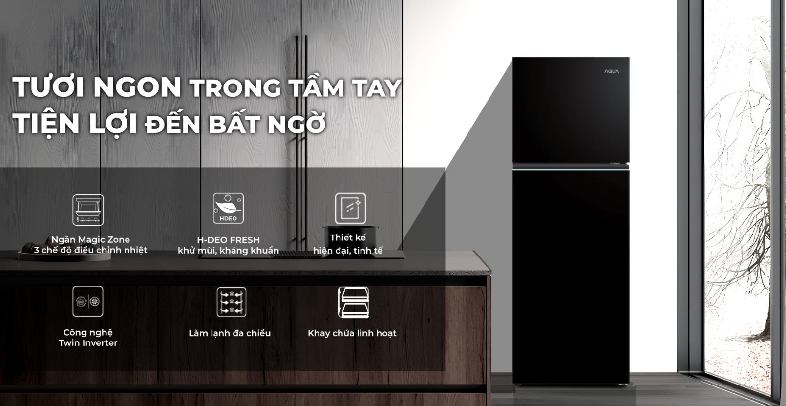 Tủ lạnh Aqua Inverter 236 lít AQR-T265FA(LB)