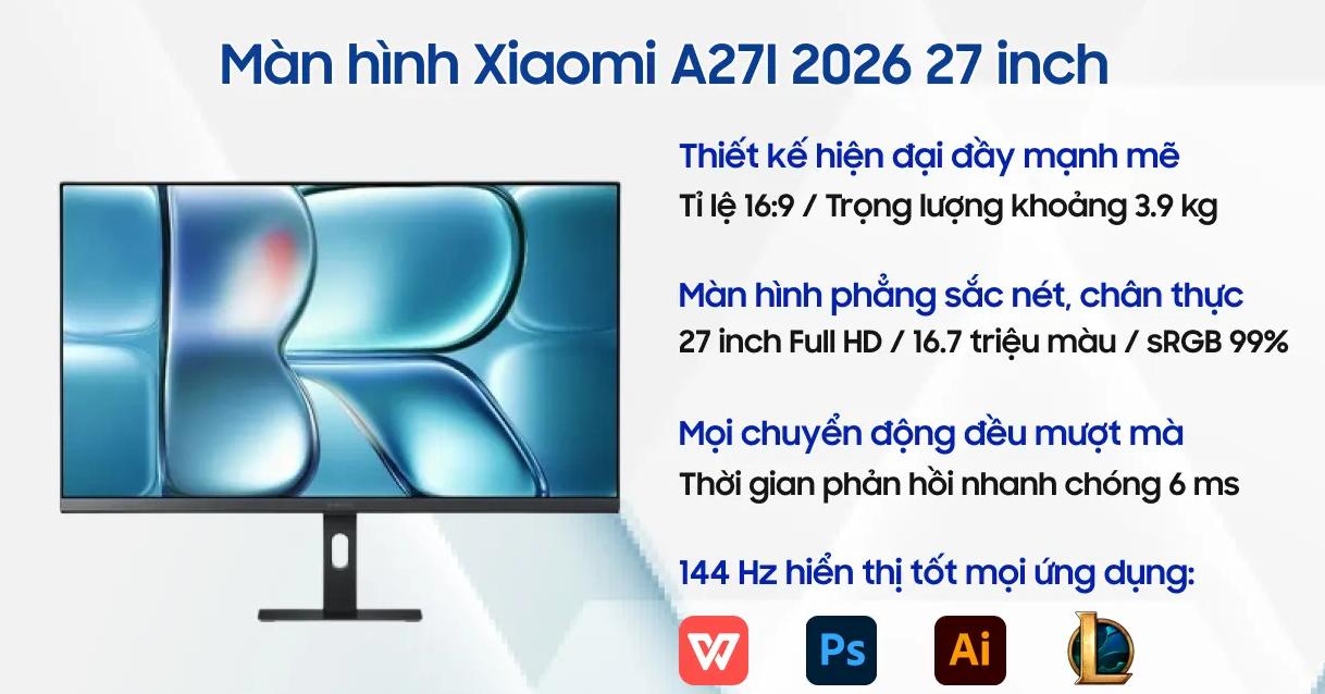 Màn hình máy tính Xiaomi 27 inch A27I 2026