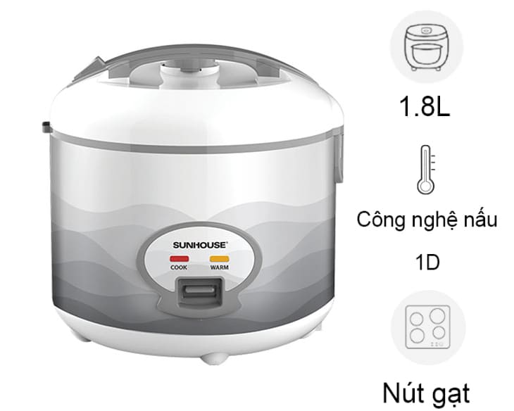 Nồi cơm nắp gài Sunhouse 1.8 lít SHD8602