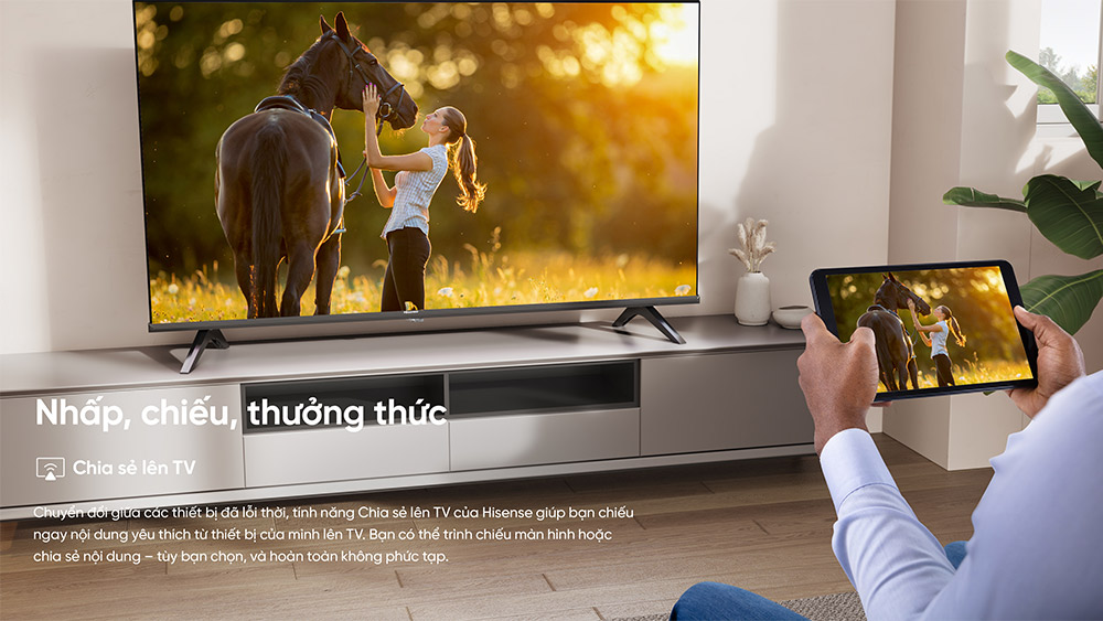 Tính năng screen sharing Tivi Hisense Full HD 43 inch 43A4Q