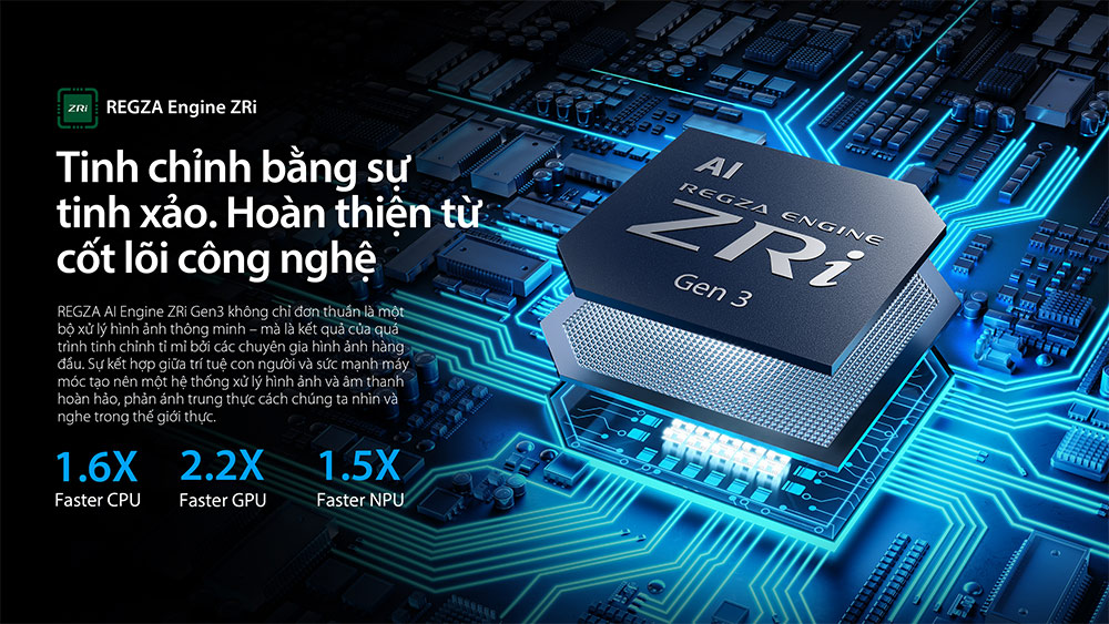 Bộ xử lý Regza Engine ZRi Tivi Mini LED Toshiba AI 4K 65 inch 65Z770RP