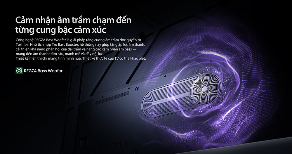 Công nghệ Regza Bass Woofer Tivi Mini LED Toshiba AI 4K 85 inch 85Z770RP