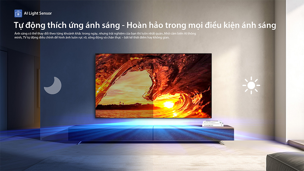 Cảm biến AI Light Sensor Tivi QLED Toshiba AI 4K 100 Inch 100Z570RP