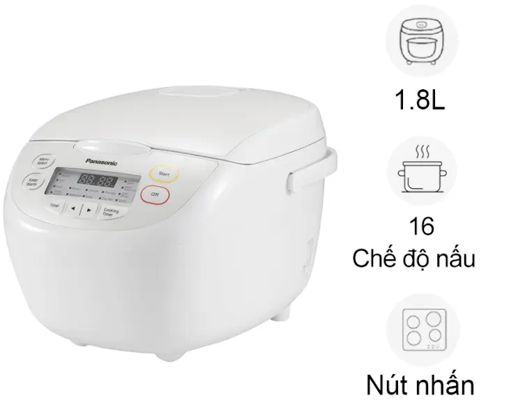 Nồi cơm điện tử Panasonic 1.8 lít SR-CL188WRAM