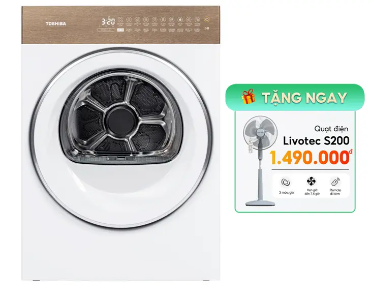 Máy Sấy Bơm Nhiệt Toshiba 8 Kg TD-T37BS90HWV(WT)