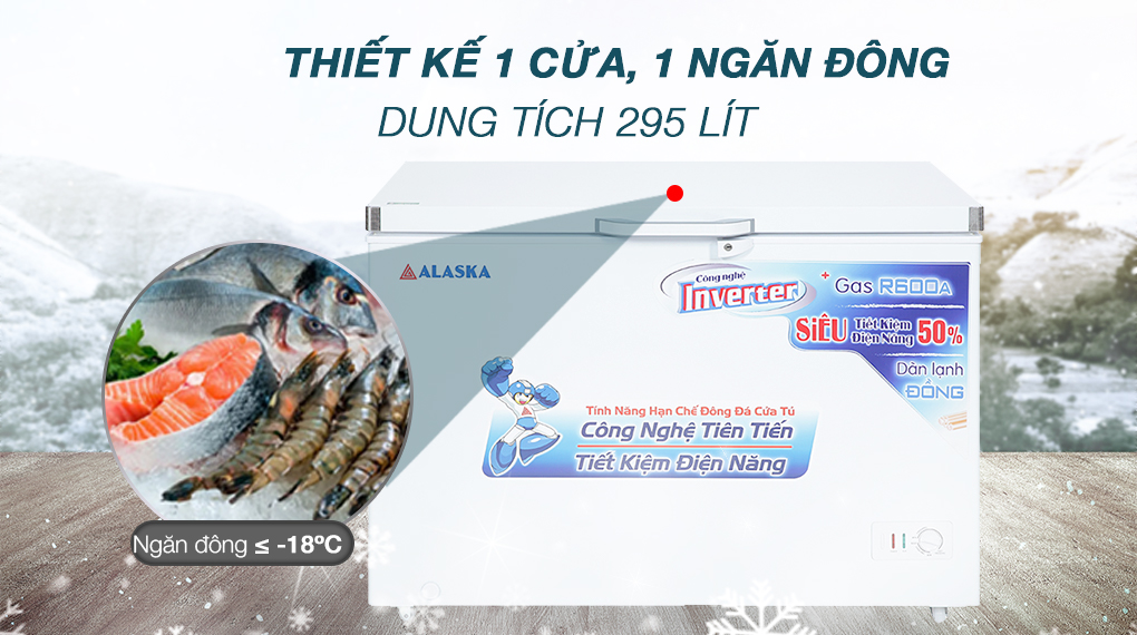 Tủ Đông Alaska Inverter 355 lít BD 400CI