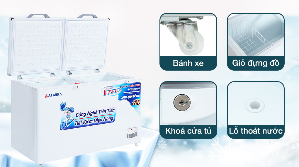 Tủ đông Alaska Inverter 419 lít HB 550CI - Tiện ích Tủ đông Alaska Inverter 419 lít HB 550CI - Tiện ích