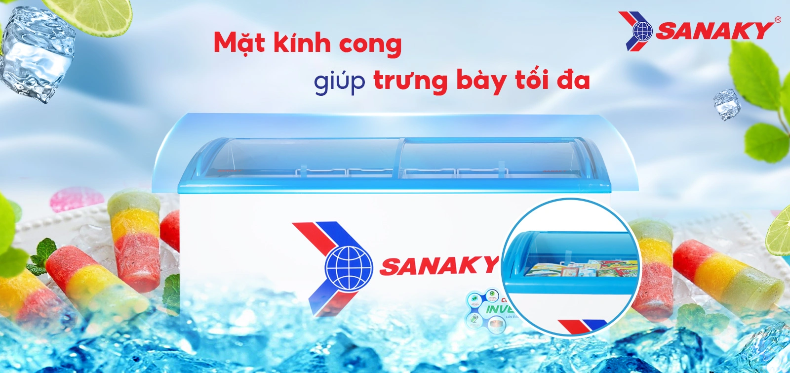 Mặt kính cong giúp trưng bày tối ưu Mặt kính cong giúp trưng bày tối ưu