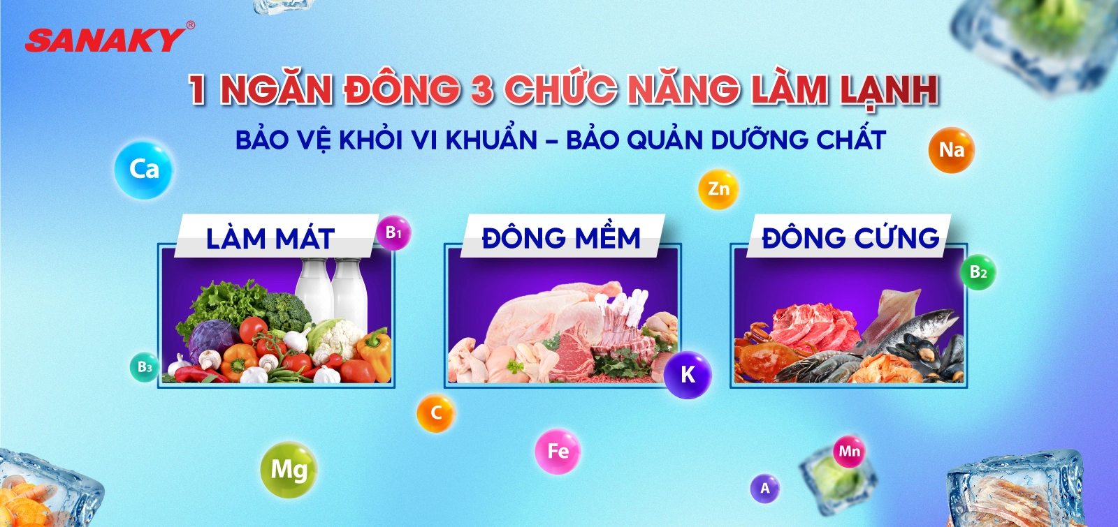 3 chế độ Mát - Đồng mềm - Đông cứng 3 chế độ Mát - Đồng mềm - Đông cứng
