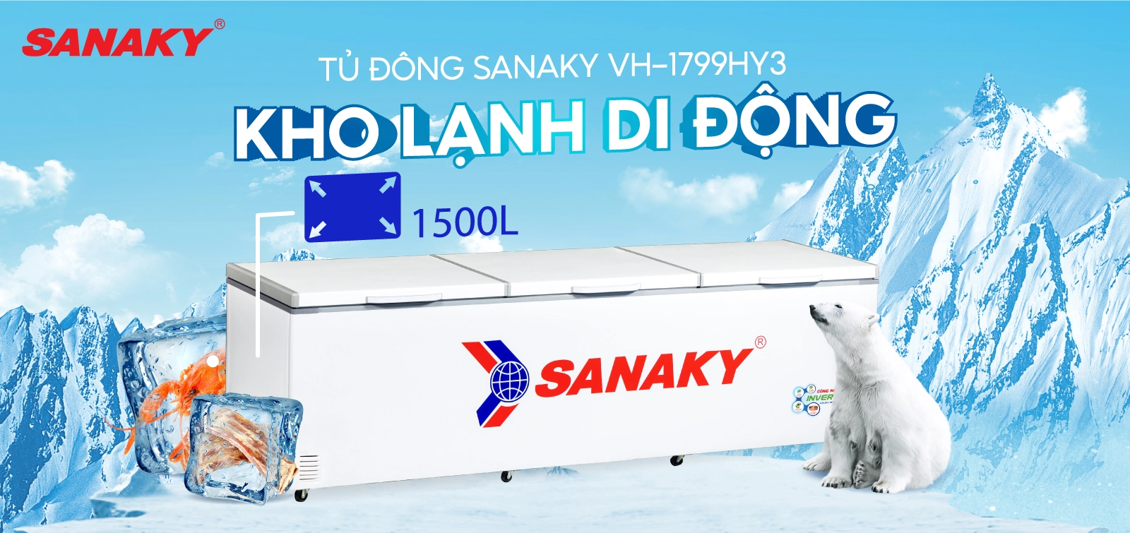 Tủ đông Sanaky VH-1799HY3 Tủ Đông Sanaky Inverter 1500 lít VH-1799HY3