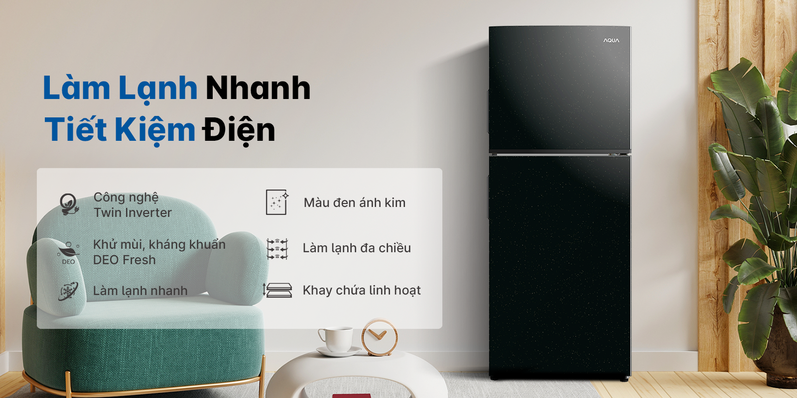 Tủ lạnh Aqua Inverter 189 lít AQR-T220FA(FB)