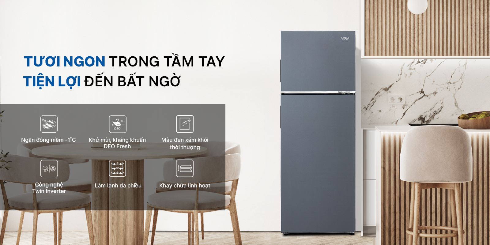 Tủ lạnh Aqua Inverter 358 lít AQR-T410FA(SL)