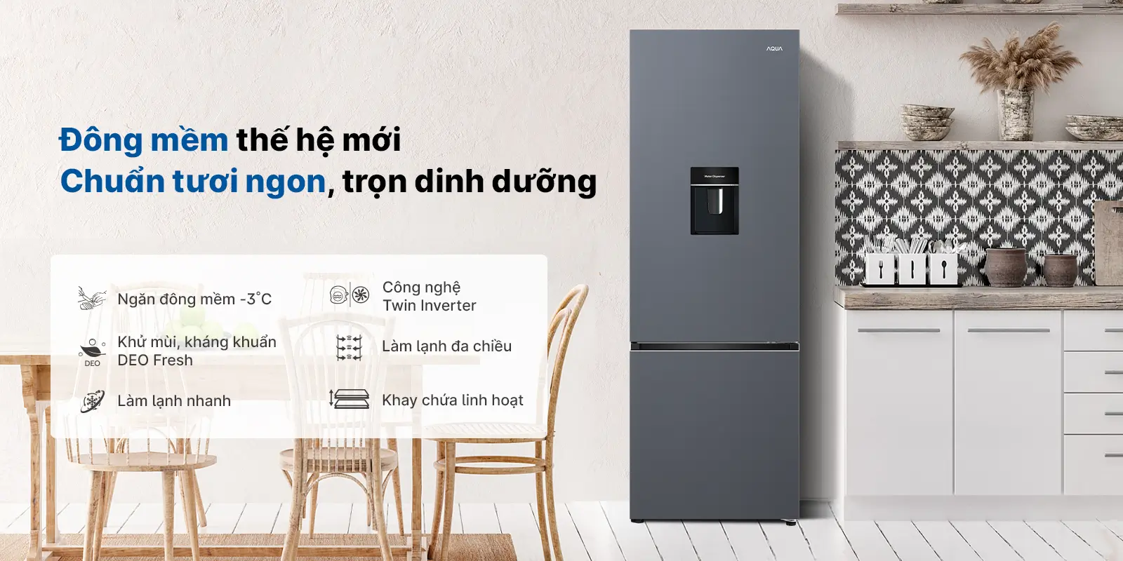 Tủ lạnh Aqua Inverter 292 lít AQR-B360MA(WSL)