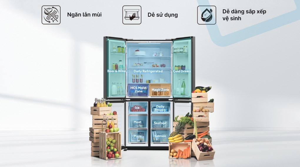 Tủ lạnh Aqua Inverter 469 lít AQR-M536XA(WGB)