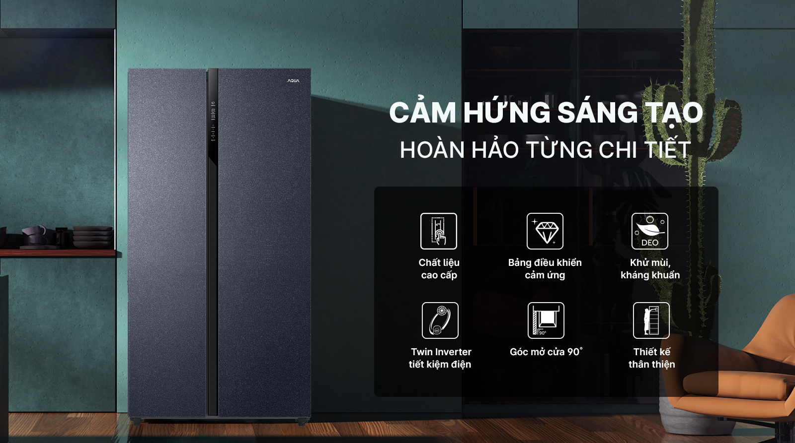 Tủ lạnh Aqua Inverter 550 lít AQR-S612XA(CBC)