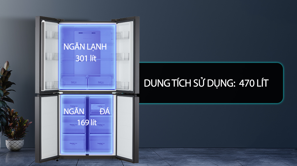 dung tích - Tủ lạnh LG Inverter 470 lít Multi Door GR-B50BL dung tích - Tủ lạnh LG Inverter 470 lít Multi Door GR-B50BL