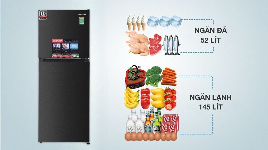 Tủ lạnh Sharp Inverter 197 lít SJ-X215V-DG - Dung tích sử dụng tu lanh sharp inverter 215 lit sj x215v dg 24971 1