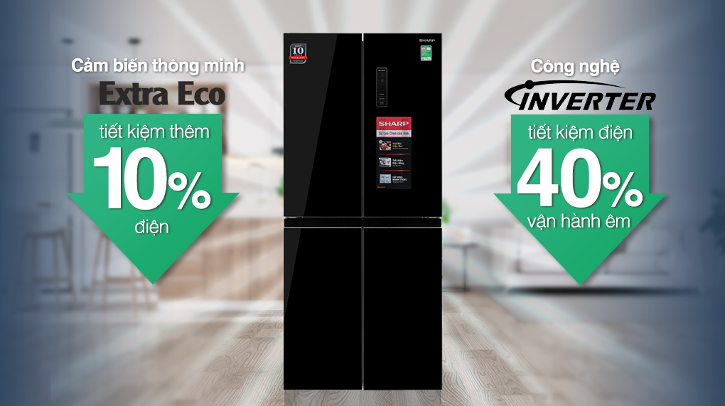 Tủ lạnh Sharp Inverter 362 Lít SJ-FX420VG-BK - Tiết kiệm điện Tủ lạnh Sharp Inverter 362 Lít SJ-FX420VG-BK - Tiết kiệm điện