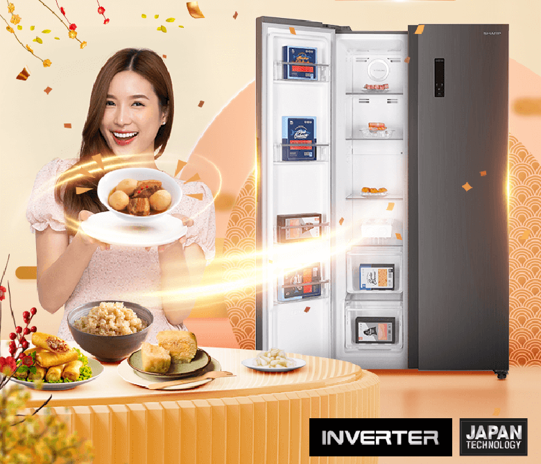 Tủ lạnh SBS Sharp Inverter 442 lít SJ-SBX440V-SL