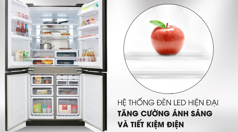 tu-lanh-sharp-inverter-605-lit-multi-door-sj-fx688vg-bk-15470-5 Tủ lạnh Sharp Inverter 605 lít SJ-FX688VG-BK Mẫu 2019 - Hệ thống đèn LED hiện đại