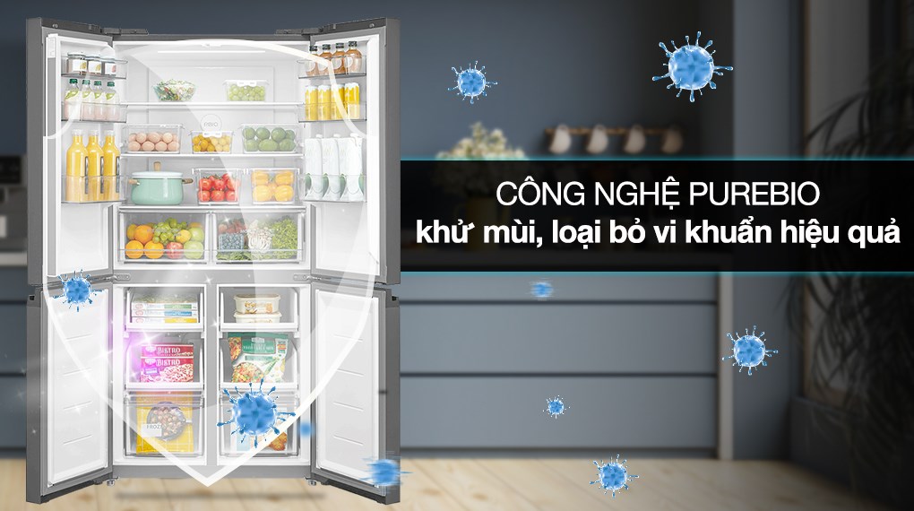 Tủ lạnh Toshiba Inverter 474 lít Multi Door GR-RF611WI-PGV(22)-XK - Công nghệ PureBio diệt khuẩ và khử mùi hiệu quả tu lanh toshiba inverter 474 lit gr rf611wi pgv22 xk 54038 4