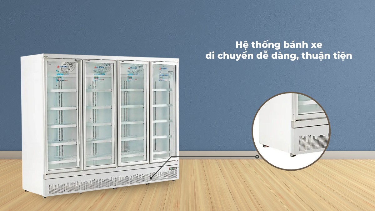 Tủ được trang bị hệ thống bánh xe di chuyển chắc chắn, mượt mà