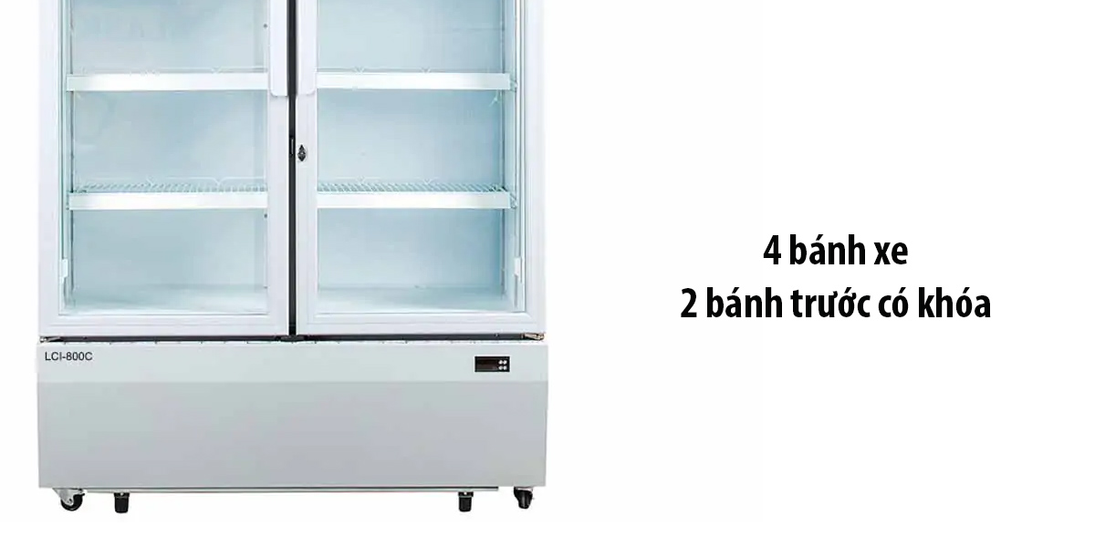 tu-mat-alaska-inverter-800-lit-lci-800c-53685-1 Tủ có 4 bánh xe, 2 bánh trước có khóa