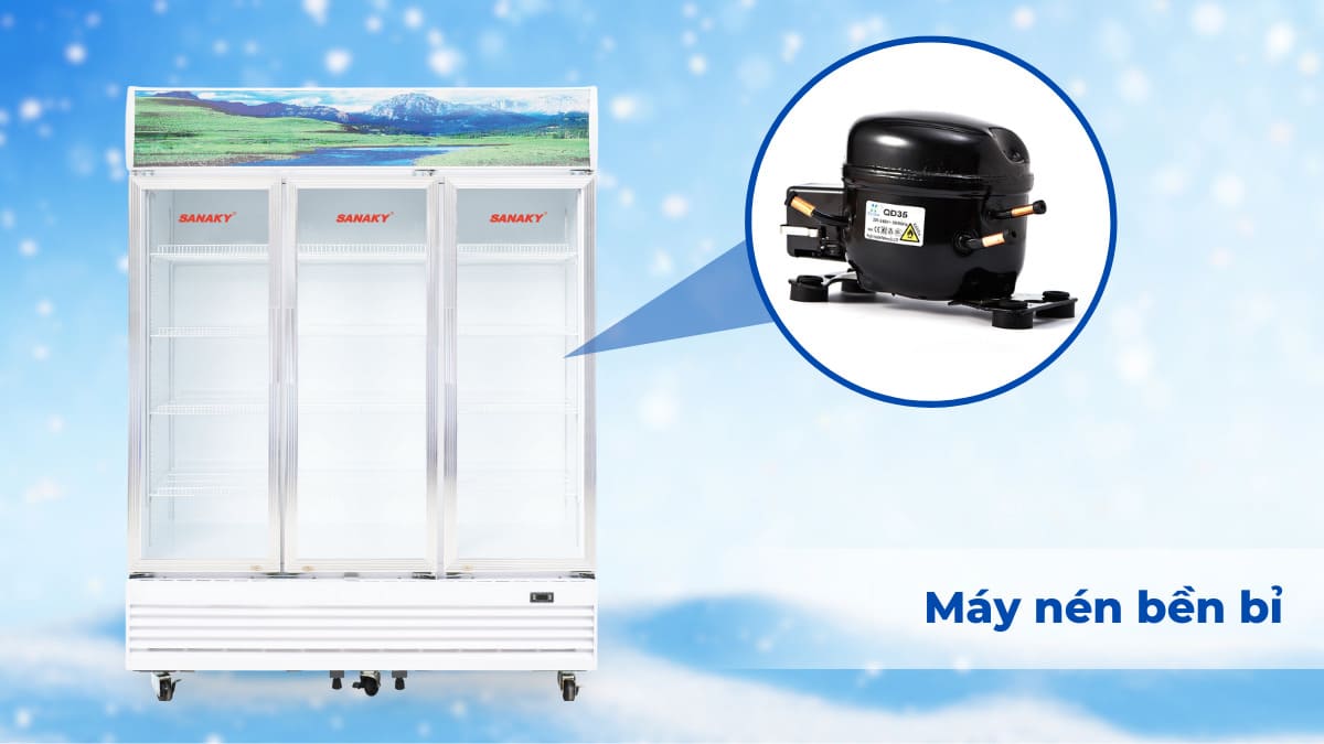 tu-mat-sanaky-inverter-1400-lit-vh-1520hp3-53749-3 Tủ mát Sanaky sở hữu máy nén có chất lượng cao, hoạt động bền bỉ