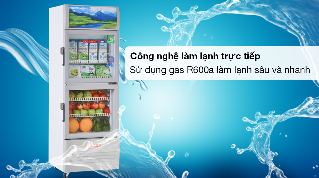 Tủ Mát Sanaky Inverter 340 lít VH-408W3L - Sử dụng công nghệ làm lạnh trực tiếp, dùng gas R600s hỗ trợ làm lạnh sâu và nhanh Tủ Mát Sanaky Inverter 340 lít VH-408W3L - Sử dụng công nghệ làm lạnh trực tiếp, dùng gas R600s hỗ trợ làm lạnh sâu và nhanh