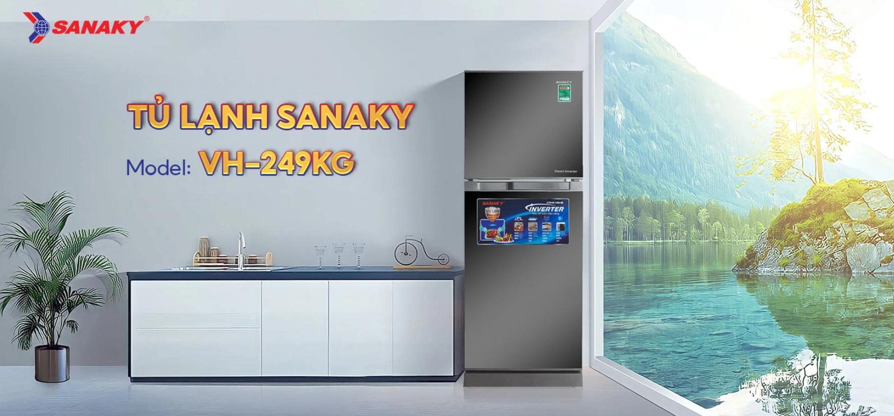 Tủ lạnh Sanaky Inverter 226 lít VH-249KG
