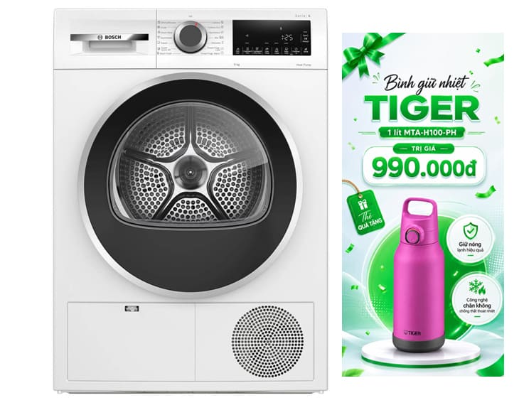 Máy Sấy Bơm Nhiệt Bosch 9 Kg WQG24200SG
